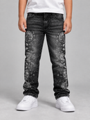 BLACK LIGHT Kids 'Applique' Slim Fit Denim in Black