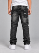 BLACK LIGHT Kids 'Applique' Slim Fit Denim in Black