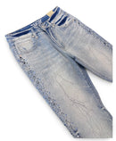 Taker 'Lightning' Rhinestone Flared Denim in Lt. Blue
