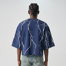 TAKER 'Fast Lane' Cropped Terry T-Shirt W/ Rhinestones (Navy) T5212