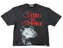 Highly Undrtd 'Thru The Smoke' Rhinestone Cropped T-Shirt in Black
