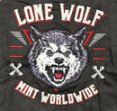Men's Mint Lone Wolf zip-up jacket in black, featuring a high collar and sleek design, perfect for casual wear.