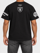Pro Standard Las Vegas Raiders City Arch black T-shirt with team logo and city graphics on front.