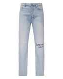 Ksubi Chitch Kstellar Effect Blue Denim jeans with a distressed design and unique effect, showcasing the stylish denim fabric.