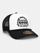 MUKA 'Keep Challenging' Trucker Hat in White/Black
