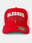 MUKA 'Blessed' Trucker Hat (Red/Wht) T5619B