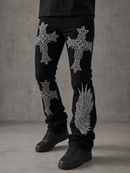 Kloud9 'Cross' Rhinestone Stacked Denim (Jet Black) P25352