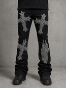 Kloud9 'Cross' Rhinestone Stacked Denim (Jet Black) P25352