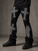 Kloud9 'Cross' Rhinestone Stacked Denim (Jet Black) P25352