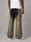 Taker 'Metal stud' Premium stretch Cargo Jeans (Mud Black) T5034