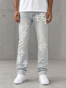 Kloud9 'Triple Cross' Rhinestone Stacked Denim (Aqua Blue) P26134