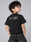 Highly Undrtd Kids 'Hidden Truth' Rhinestone Cropped Tee in Black