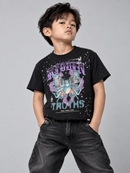 Highly Undrtd Kids 'Hidden Truth' Rhinestone Cropped Tee in Black