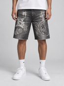 Smoke Rise smiley Doodle Denim Shorts Molten Black JS26S425