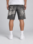 Smoke Rise smiley Doodle Denim Shorts Molten Black JS26S425