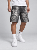 Smoke Rise smiley Doodle Denim Shorts Molten Black JS26S425