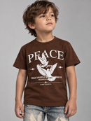 FWRD Kids 'Peace' T-Shirt in Brown