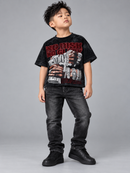 BKYS KIDS 'No Risk' F-Terry Cropped Rhinestone T-Shirt in Black