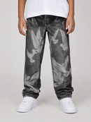 FWRD Kids 'Dove' Relaxed Straight Denim in Washed Black