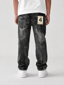 FWRD Kids 'Eroded' Relaxed Straight Denim in Washed Black
