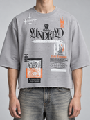 Highly Undrtd 'Almighty Clique' Legacy Perm 3/4 Sleeve Rhinestone Cropped T-Shirt (Cloud) HF5506NT