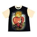 Black Concept LA 'Scrolls' T-Shirt featuring a graphic design, displayed on a person against a city background.