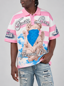 Copper Rivet Eternal Life Rugby S/Sleeve Shirt in Pink