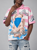 Copper Rivet Eternal Life Rugby S/Sleeve Shirt in Pink