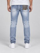 Copper Rivet Men's Destroy Effect Slim Fit Denim In Medium Sand Blue