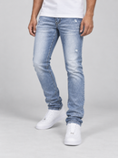 Copper Rivet Men's Destroy Effect Slim Fit Denim In Medium Sand Blue