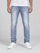 Copper Rivet Men's Destroy Effect Slim Fit Denim In Medium Sand Blue
