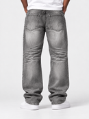 Copper Rivet Men's Premium Vintage Wash Comfort Baggy Fit Denim in Grey