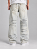 Copper Rivet Men's Premium Vintage Wash Comfort Baggy Fit Denim in Light Tint Blue