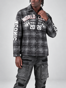 Copper Rivet World Class Iconic Plaid 2-Fer Shirt In Black