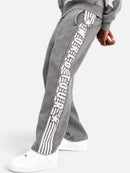 Copper Rivet World Tour Fray Applique Sweatpants In Grey
