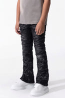 BLACK LIGHT Kids 'Distressed' Flare Fit Denim in Black