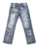 Spark 'Stitched' Slim Straight Denim in Grey