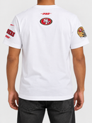 White Pro Standard San Francisco 49ers City Arch T-shirt featuring team logo and city skyline graphic.