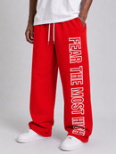 Protector and Maintainer 'FTMH' Flare Fit Nylon Track Pants in Red