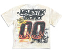 Majestik 'Road' Garment Dyed Rhinestone T-Shirt in Cream