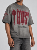 Men’s Rebel Denim 'TRVST' Oversized French Terry T-shirt in Grey
