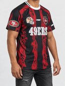 Red and black Pro Standard San Francisco 49ers Ultras poly all-over print t-shirt with team logo design.