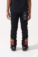 BLACK LIGHT Kids 'Fiery' Rhinestone Flare Fit Denim in Black