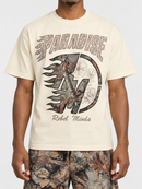 Rebel Minds Parsdise Tapestry T-Shirt in cream, casual tee with artistic graphic design, soft fabric, and relaxed fit.