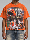 Men’s Rebel Denim 'One' Oversized French Terry T-shirt in Orange