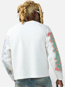 DUAA 'Street' Rhinestone Long Sleeve Thermal Shirt in White