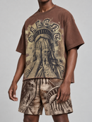 Rebel Minds 'Weeping Liberty' Cropped T-Shirt (Brown) 610-11117