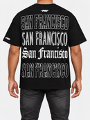Pro Standard San Francisco Giants Billboard LCH black drop shoulder T-shirt showing Giants logo and bold graphic design.