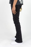Rebel Denim 'Diamond' Stacked Flare Denim (Black) 652-630 - FRESH N FITTED