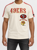 Pro Standard San Francisco 49ers striped retro classic T-shirt in eggshell with team logo and vintage-inspired design.